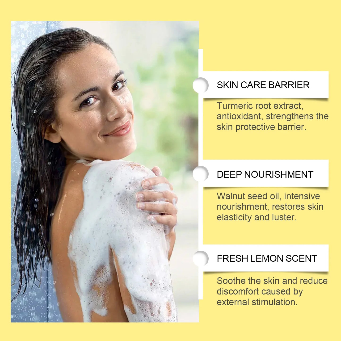 Lemon Turmeric Kojic Acid Soap Even Skin Tone Improved Skin Vitality Refreshing Control Oil Hydrating Moisturizing Bath Soap