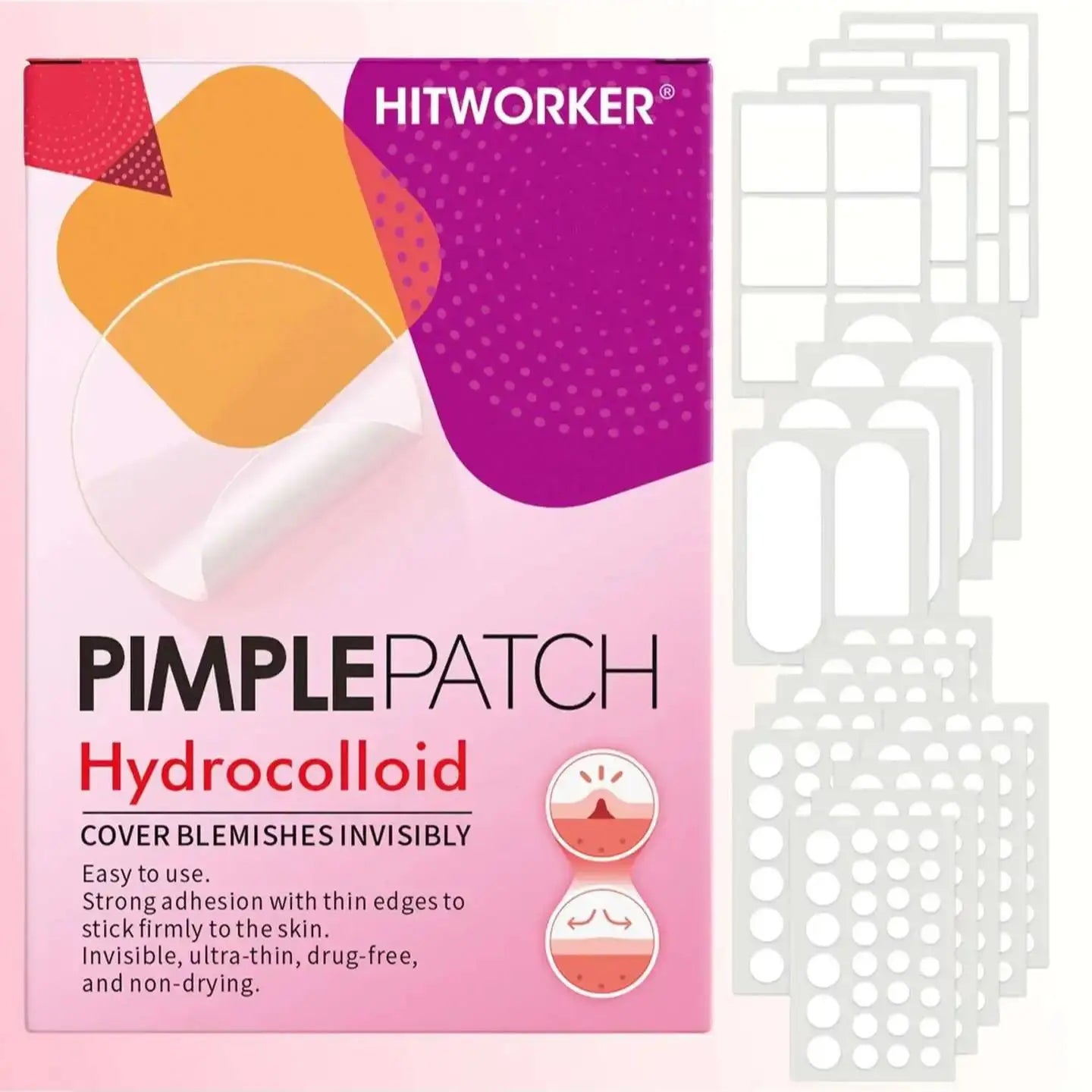Hydrogel acne removing patch, each box/332 pieces, alcohol free and tasteless, used to secrete facial defects