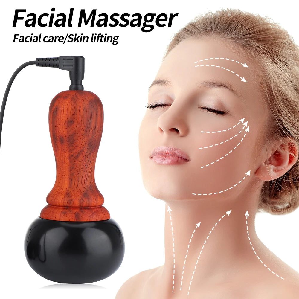 Hot Stone Electric Gua Sha Massager Natural Stone GuaSha Scraping Back Neck Body Massage Tools Relaxation Beauty Health Care