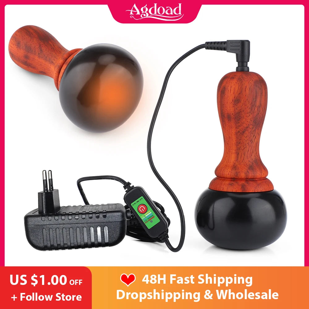 Hot Stone Electric Gua Sha Massager Natural Stone GuaSha Scraping Back Neck Body Massage Tools Relaxation Beauty Health Care