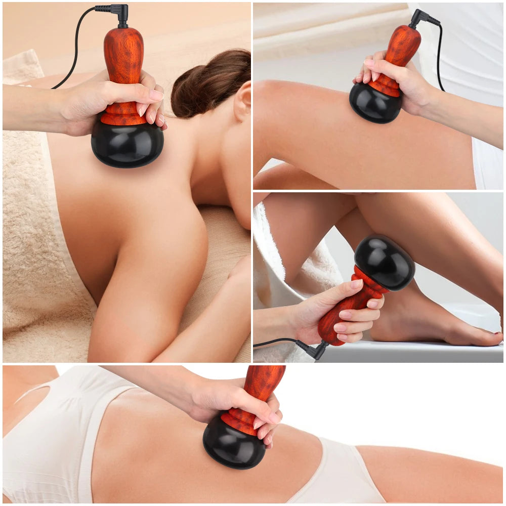 Hot Stone Electric Gua Sha Massager Natural Stone GuaSha Scraping Back Neck Body Massage Tools Relaxation Beauty Health Care